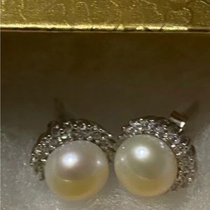 SunFlower Pearl Stud Earrings 925 Sterling silver